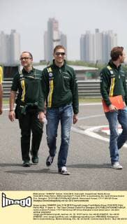 12.04.2012 Vitaly Petrov (RUS) Caterham F1 Team CT01 is examinating the track Chinese Grand Prix, Shanghai 2012 