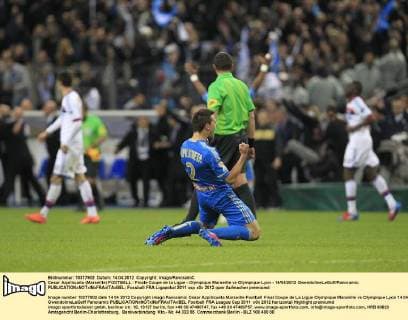 Cesar Azpilicueta (Marseille) FOOTBALL : Finale Coupe de la Ligue - Olympique Marseille vs Olympique Lyon - 14 04 2012 GwendolineLeGoff Panoramic 