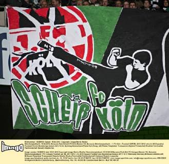 Mönchengladbach, 15.04.2012, Borussia Park Scheiß FC Köln Banner VfL Borussia Mönchengladbach - 1. FC Köln