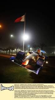 Motorsports: FIA Formula One World Championship 2012, Grand Prix of Bahrain, artwork of a formula one car at Bahrain International Circuit at night xHOCHxZWEIx