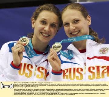 RUSSIA RUS ISCHENKO Natalia and ROMASHINA Svetlana won the London 2012 Olympic Synchronised Swimming Qualification Tournament - Nuoto Sincronizzato Day03 - Duet Free - giorgioxscala