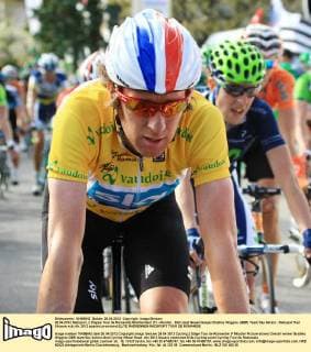 26.04.2012 Radsport, 2.Etappe Tour de Romandie Montbelliard (F) - Moutier . Bild zeigt Gesamtsieger Bradley Wiggins (GBR) Team Sky Aktion 