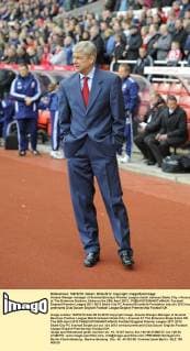 Arsene Wenger manager of Arsenal.Barclays Premier League match between Stoke City v Arsenal at The Britannia Stadium, Stoke on the 28th April 2012.. EDITORIAL USE ONLY. No use with unauthorised audio, video, data, fixture lists, club league logos or live services. Online in-match use limited to 120 images, no video emulation. No use in betting, games or single club league player publications.