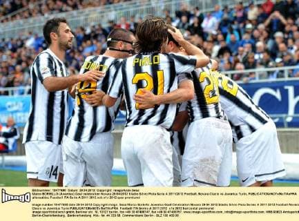 Marco BORIELLO (Juventus) Goal celebration Novara 29 04 2012 Stadio Silvio Piola Serie A 2011 2012 Football, Novara Clacio vs Juventus Turin, allexsabba