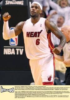 April 30, 2012 - Miami, FL, USA - United States - The Miami Heat s LeBron James reacts after a play against the New York Knicks in the first half of Game 2 of the NBA Basketball Herren USA Eastern Conference Quarterfinals at the American Airlines Arena in Miami, Florida, Monday, April 30, 2012. Knicks v Heat - ZUMAm67