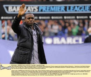 Fabrice Muamba of Bolton makes an emotional return to the Reebok Stadium.Barclays Premier League match between Bolton Wanderers v Tottenham at the Reebok Stadium, Bolton on the 2nd May 2012. EDITORIAL USE ONLY. No use with unauthorised audio, video, data, fixture lists, club league logos or live services. Online in-match use limited to 120 images, no video emulation. No use in betting, games or single club league player publications.