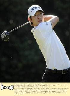 May 3, 2012 - Charlotte, NC, USA - Seung-Yul Noh hits his tee shot on the 11th hole in the first round of the Wells Fargo Championship at Quail Hollow Club in Charlotte, North Carolina, on Thursday, May 3, 2012. PGA Golf Herren TOUR - ZUMAm67