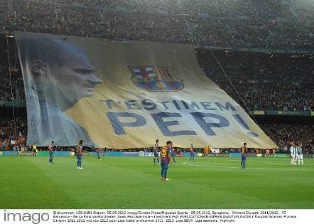 05.05.2012, Barcelona - Primera Division 2011 2012 - FC Barcelona - Barca Fans verabschieden Josep Pep Guardiola - t estimem Pep! 