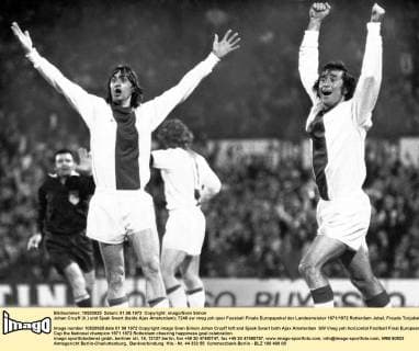 Johan Cruyff (li.) und Sjaak Swart (beide Ajax Amsterdam)