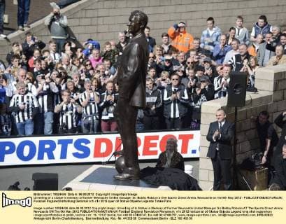 Unveiling of a statue in memory of former Newcastle United manager Sir Bobby Robson at the Sports Direct Arena, Newcastle on the 6th May 2012 - EDITORIAL USE ONLY. No use with unauthorised audio, video, data, fixture lists, club league logos or live services. Online in-match use limited to 120 images, no video emulation. No use in betting, games or single club league player publications.