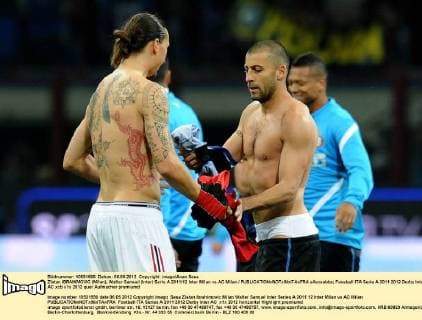 Zlatan IBRAHIMOVIC (Milan), Walter Samuel (Inter) Serie A 2011 12 Inter Milan vs AC Milan allexsabba