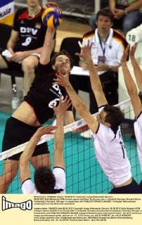 08.05.2012 Sofia(Bulgaria) FIVB olympic games qualifiers for Europe men s volleyball Germany-Slovakia Denis Kaliberda(L) Germany :Stringer in cooperation with 