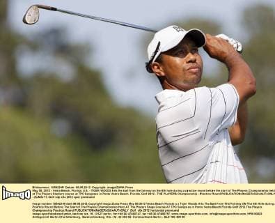 May 08, 2012 - Vedra Beach, Florida, U.S. - TIGER WOODS hits the ball from the fairway on the 6th hole during a practice round before the start of The Players Championship held at The Players Stadium course at TPC Sawgrass in Ponte Vedra Beach, Florida. Golf 2012 - THE PLAYERS Championship - Practice Round  - ZUMAr11