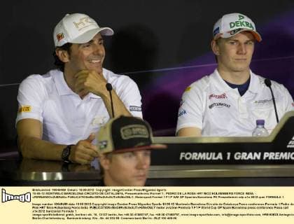 10-05-12 MONTMELO BARCELONA CIRCUITO DE CATALUNYA, Pressekonferenz Formel 1; PEDRO DE LA ROSA HRT NICO HÜLKENBERG FORCE INDIA - xFERNANDOxZUERASx 