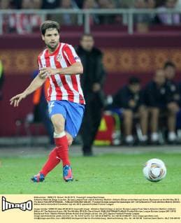 Athletico Madrids Diego in action..Europa League Final match Athletico Madrid v Athletic Bilbao at the National Arena, Bucharest on the 9th May 2012. Pic David Klein SPORTIMAGE... EDITORIAL USE ONLY. No use with unauthorised audio, video, data, fixture lists, club league logos or live services. Online in-match use limited to 120 images, no video emulation. No use in betting, games or single club league player publications.