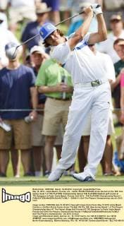 May 10, 2012 - Vedra Beach, Florida, U.S. - Golfer RICKIE FOWLER drives the ball on the 16th hole during round 1 of THE PLAYERS Championship held at THE PLAYERS Stadium golf course at TPC Sawgrass in Ponte Vedra Beach, Florida. Golf 2012 - THE PLAYERS Championship Round 1  - ZUMAr11