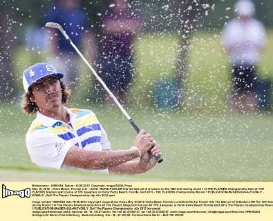 May 10, 2012 - Vedra Beach, Florida, U.S. - Golfer RICKIE FOWLER hits the ball out of a bunker on the 12th hole during round 1 of THE PLAYERS Championship held at THE PLAYERS Stadium golf course at TPC Sawgrass in Ponte Vedra Beach, Florida. Golf 2012 - THE PLAYERS Championship Round 1  - ZUMAr11