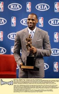 May 12, 2012 - Miami, FL, USA - The Miami Heat s Lebron James holds the NBA Basketball Herren USA Most Valuable Player trophy during a press conference at American Airlines Arena in Miami, Florida, Saturday, May 12, 2012. LeBron James Receives his 2012 NBA Basketball Herren USA MVP Award - ZUMAm67
