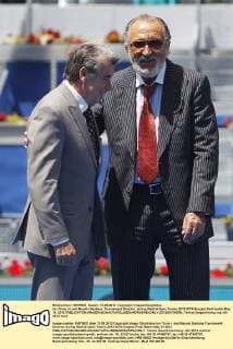 Ion Tiriac (r) and Manolo Santana, Tournament Director, during Madrid Open Tennis 2012 WTA-Singles final match.May, 13, 2012  (201205134009)