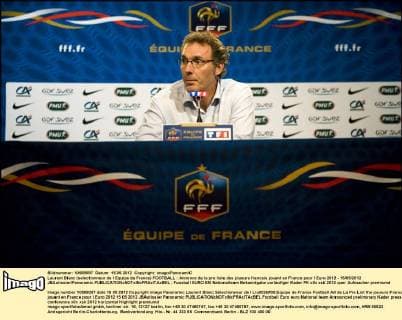 Laurent Blanc (selectionneur de l Equipe de France) FOOTBALL : Annonce de la pre liste des joueurs francais jouant en France pour l Euro 2012 - 15 05 2012 JBAutissier Panoramic 