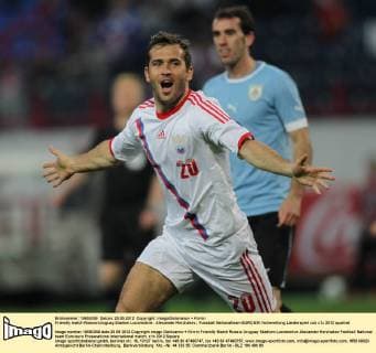Friendly match Russia-Uruguay.Stadion Locomotive . Alexander Kerzhakov.