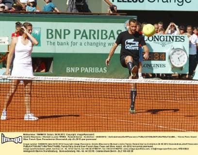 Amelie Mauresmo Michael LLodra TENNIS : Roland Garros - Exhibition - 26 05 2012 - GwendolineLeGoff Panoramic 