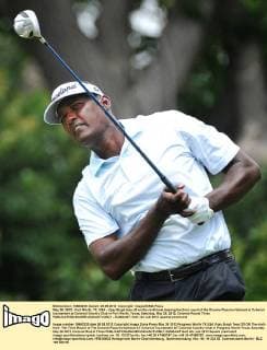 May 26, 2012 - Fort Worth, TX, USA - Vijay Singh tees off on the ninth hole duering the third round of the Crowne Plaza Invitational at Colonial tournament at Colonial Country Club in Fort Worth, Texas, Saturday, May 26, 2012. Colonial Round Three - ZUMAm67