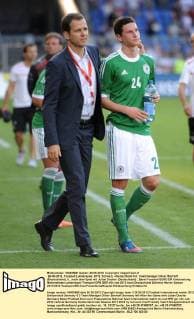 26-05-2012, Fussball Länderspiel, 2012, Schweiz - Deutschland 5-3, Teammanager Oliver Bierhoff (Deutschland), li., nach dem Spiel mit Julian Draxler (Deutschland)