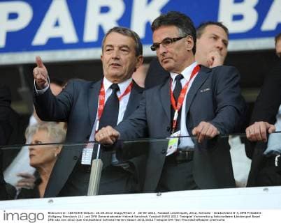 26-05-2012, Fussball Länderspiel, 2012, Schweiz - Deutschland 5-3, DFB Präsident Wolfgang Niersbach (li.) und DFB Generalsekretär Helmut Sandrock