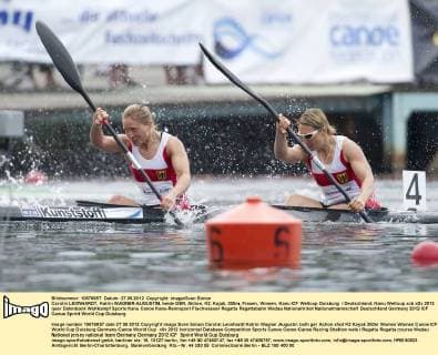 Carolin LEONHARDT, Katrin WAGNER-AUGUSTIN, beide GER, Aktion, K2, Kajak, 200m, Frauen, Women, Kanu ICF Weltcup Duisburg Deutschland