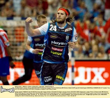 Handball Köln Lanxess Arena 26.05.2012 EHF Champions League Final 4 2 Halbfinale BM Atletico Madrid ESP geg AG Kobenhagen DAN Mikkel HANSEN AG 24 Torjubel