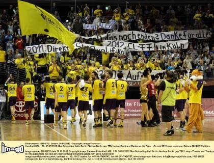 Handball HBL 1.BL 30.05.2012 Max Schmeling Halle Berlin Füchse Berlin geg TBV Lemgo Dank und Danke an die Fans