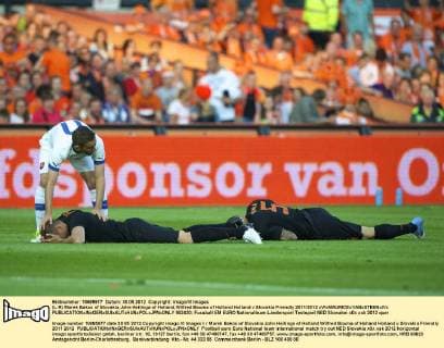(L-R) Marek Bakos of Slovakia,John Heitinga of Holland,Wilfred Bouma of Holland Holland v Slovakia Friendly 2011 2012 xVIxMAURICExVANxSTEENxIVx 952430