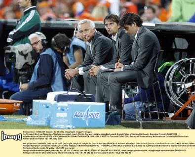 (L-R) coach Bert van Marwijk of Holland,assistant coach Phillip Cocu of Holland,assistant coach Ernest Faber of Holland Holland v Slovakia Friendly 2011 2012 xVIxHenkxJanxDijksxIVx 952774