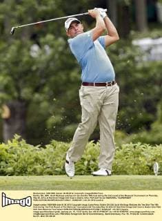 Dublin, OH, USA - Scott Stallings watches his tee shot the 18th hole during the first round of the Memorial Tournament on Thursday, May 30, 2012, at Muirfield Village Golf Club in Dublin, Ohio. PGA Golf Herren MEMORIAL TOURNAMENT - ZUMAm67