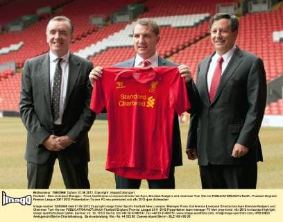 Football - New Liverpool Manager - Press Conference Liverpool director Ian Ayre, Brendan Rodgers and chairman Tom Werner 