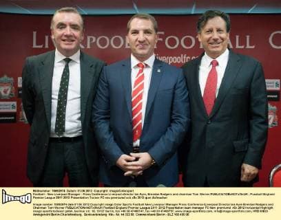 Football - New Liverpool Manager - Press Conference Liverpool director Ian Ayre, Brendan Rodgers and chairman Tom Werner 