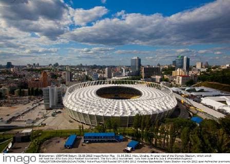 01.06.2012. Kiev, Ukraine. An arial view of the Olympic Stadium, which which will host the UEFA Euro 2012 Football tournament. The Euro 2012 tournament runs from June 8 to July 1 xMaloletkaxEvgeniyx  ActionPlus14318