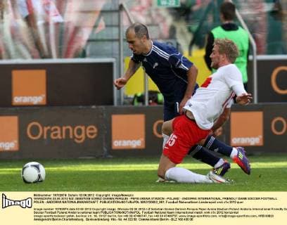 WARSZAWA 02.06.2012 N Z: SEBSTIAN GOMEZ DAMIEN PERQUIS - PEPSI ARENA STADION - POLAND - ANDORRA INTERNATIONAL FRIENDLY GAME SOCCER FOOTBALL POLEN - ANDORRA NATIONALMANNSCHAFT  MAO120602_061
