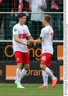 WARSZAWA 02.06.2012 N Z: ROBERT LEWANDOWSKI JAKUB Kuba BLASZCZYKOWSKI BRAMKA GOL RADOSC GOAL TOR - PEPSI ARENA STADION - POLAND - ANDORRA INTERNATIONAL FRIENDLY GAME SOCCER FOOTBALL POLEN - ANDORRA NATIONALMANNSCHAFT  MAO120602_074