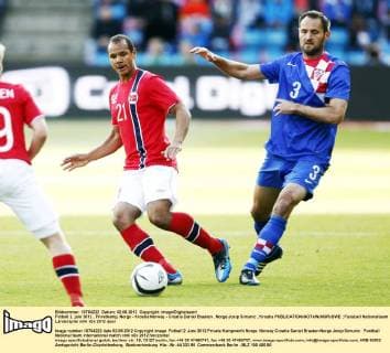 Fotball 2. juni 2012 , Privatkamp, Norge - Kroatia Norway - Croatia Daniel Braaten , Norge Josip Simunic , Kroatia 