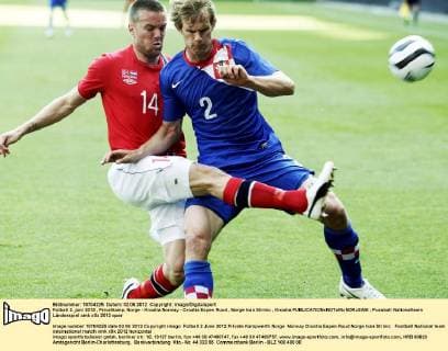 Fotball 2. juni 2012 , Privatkamp, Norge - Kroatia Norway - Croatia Espen Ruud , Norge Ivan Strinic , Kroatia 
