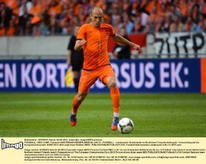 FUSSBALL - NED vs NIR, Testspiel AMSTERDAM,NIEDERLANDE,02.JUN.12 - FUSSBALL - Länderspiel, Niederlande vs Nordirland, Freundschaftsspiel, Vorbereitung auf die Europameisterschaft, EURO 2012. Bild zeigt Arjen Robben (NED). 