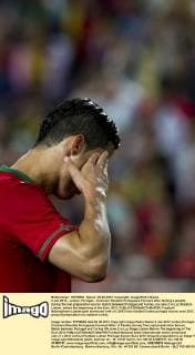2 Jun 2012 - Lisbon, Portugal - Cristiano Ronaldo Portuguese Forward after failling a penalty during the last preparation soccer match between Portugal and Turkey, on June 2 in Luz Stadium Lisbon, before the beginning of the Euro 2012. 