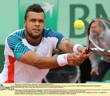 Jo Wilfried Tsonga during his French Open mens fourth round match at Roland Garros in Paris on June 4, 2012.  PAR20120604702