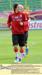Tomas Rosicky and Tomas Hübschman - Czech national soccer team during training session in Wroclaw. 06.06.12 KUBA_060612 