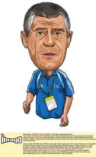 This cartoon illustration for the UEFA European Football Championship 2012 shows head coach Fernando Santos of Greece. Cartoons for UEFA European Football Championship 2012  20120521_40435