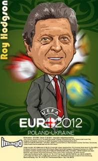 This cartoon illustration for the UEFA European Football Championship 2012 shows head coach Roy Hodgson of England. Cartoons for UEFA European Football Championship 2012  20120521_40440