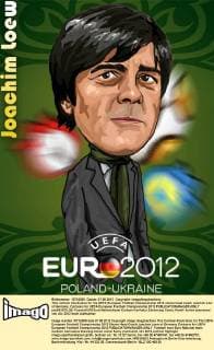 This cartoon illustration for the UEFA European Football Championship 2012 shows head coach Joachim Löw of Germany. Cartoons for UEFA European Football Championship 2012  pau651579_08