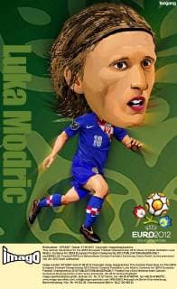 This cartoon illustration for the UEFA European Football Championship 2012 shows Croatian footballer Luka Modric. Cartoons for UEFA European Football Championship 2012  pau656694_09